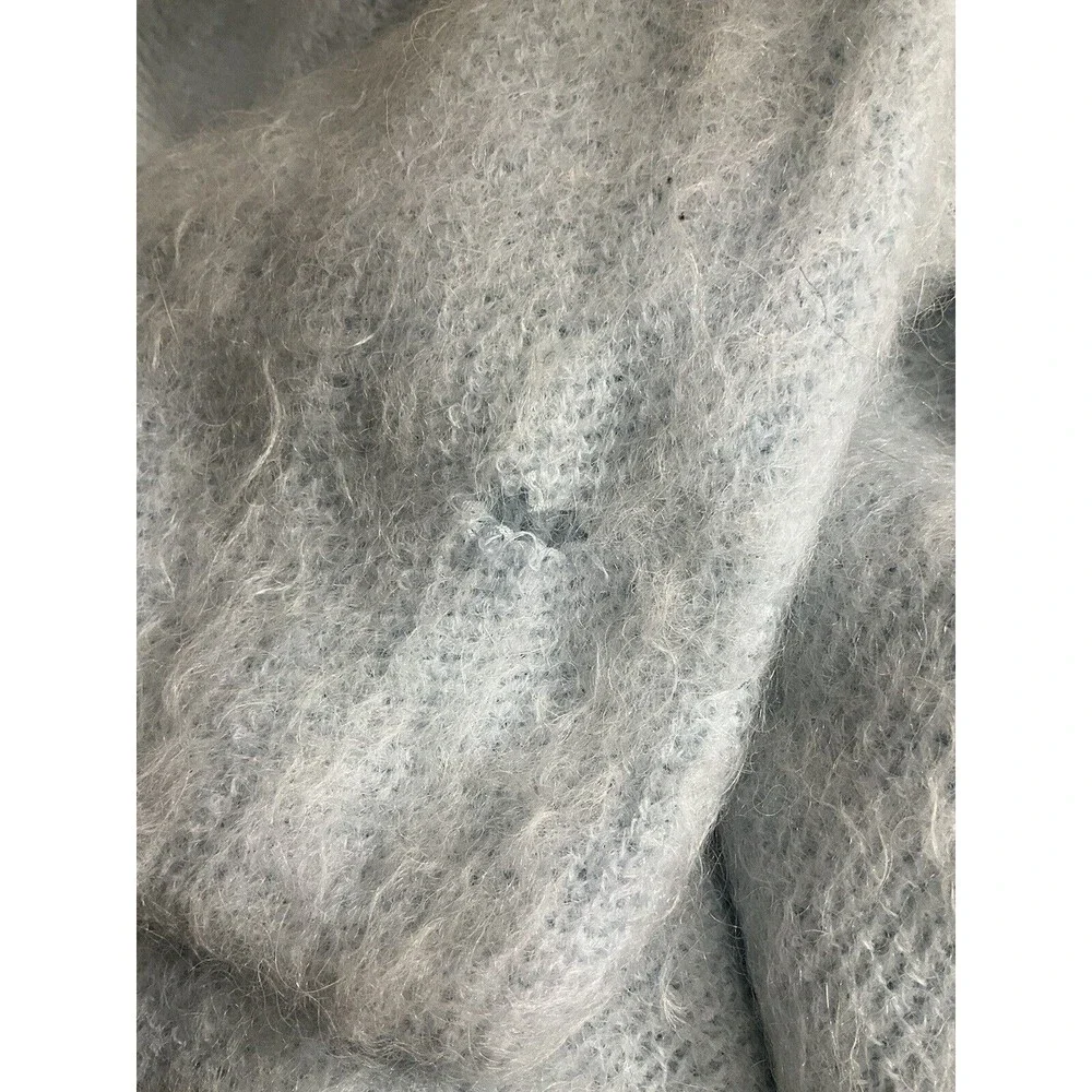 Vince Womens Alpaca Mohair Blend Fuzzy Sweater M Blue Preppy Minimalist *FLAW* - Picture 6 of 6